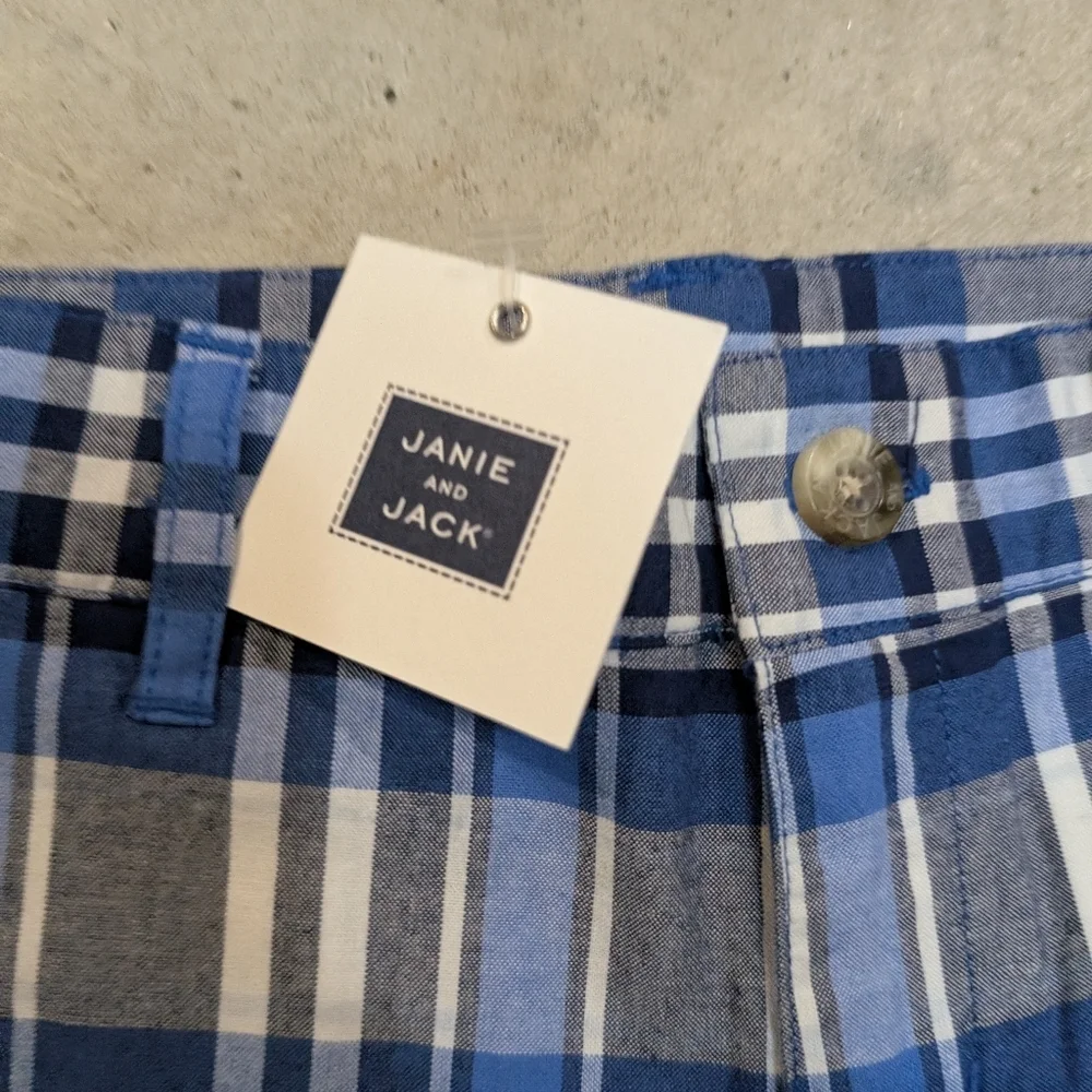 Janie and Jack Blue White Plaid Kids Shorts